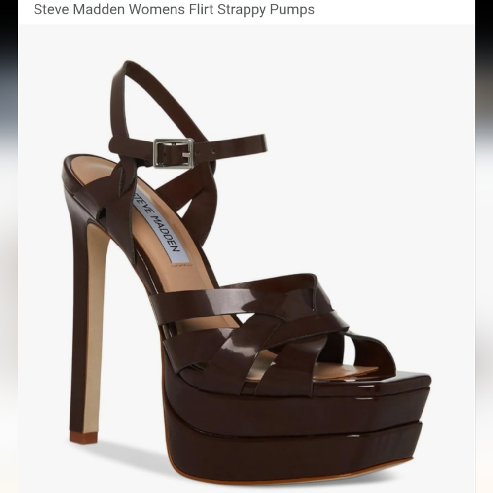 Steve Madden Brown Stiletto Heels with Strappy Design